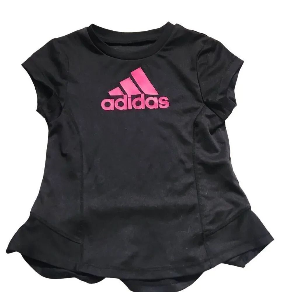 Adidas Girls Sz 12M Black & Pink Dri Fit Short Sleeve Short Tennis Dress/Shirt